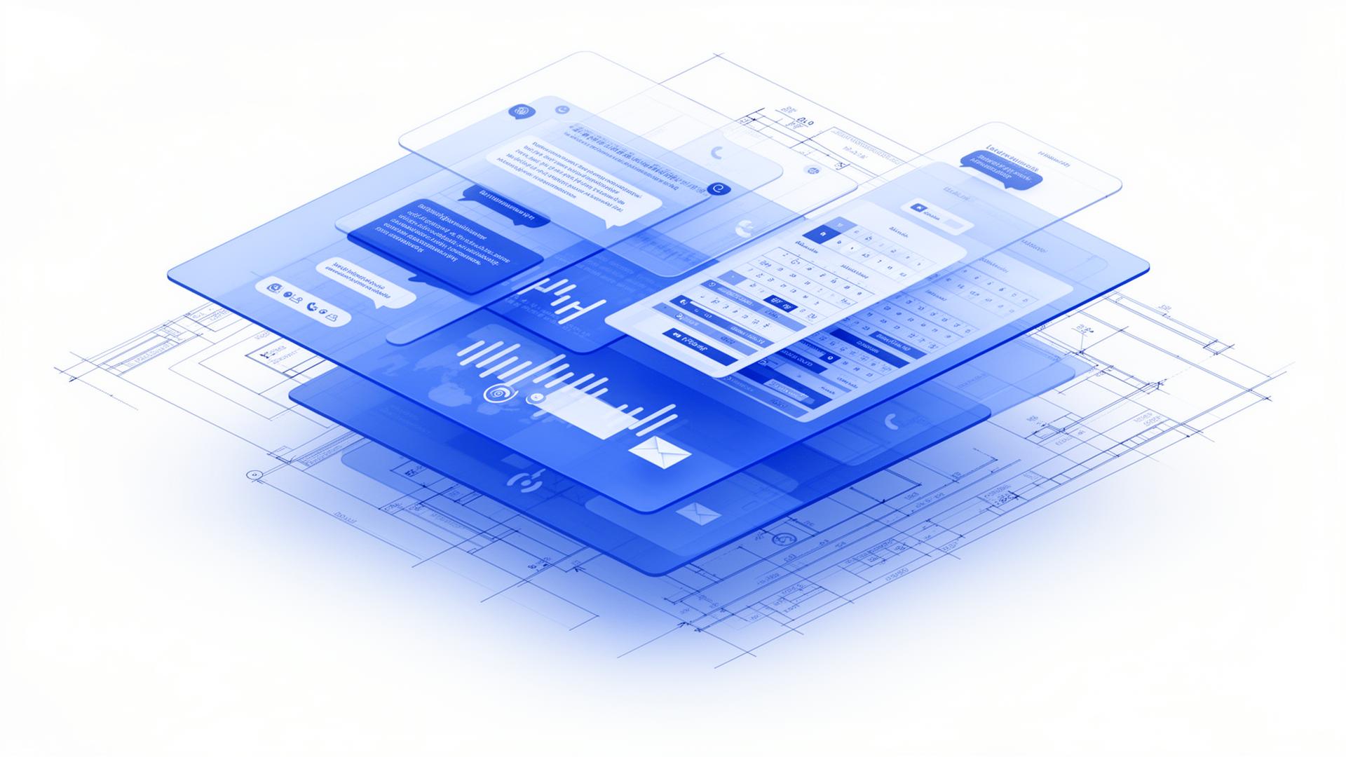 Layered communication channels including message, calendar, voice, and email